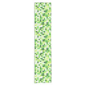 プールタイル、緑のモザイクタイル、幾何学的パターン ショートテーブルランナー (正面)