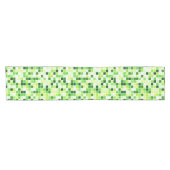 プールタイル、緑のモザイクタイル、幾何学的パターン ショートテーブルランナー (横)