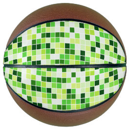 プールタイル、緑のモザイクタイル、幾何学的パターン バスケットボール