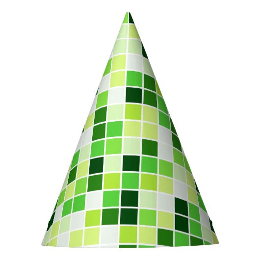 プールタイル、緑のモザイクタイル、幾何学的パターン パーティーハット (正面)