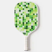 プールタイル、緑のモザイクタイル、幾何学的パターン ピックルボールラケット (正面)