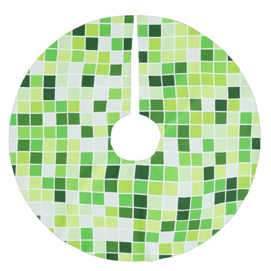 プールタイル、緑のモザイクタイル、幾何学的パターン ブラッシュドポリエステルツリースカート (正面)