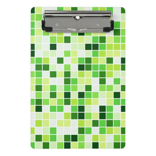 プールタイル、緑のモザイクタイル、幾何学的パターン ミニクリップボード (正面)