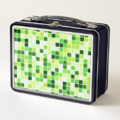 プールタイル、緑のモザイクタイル、幾何学的パターン メタルランチボックス (正面)