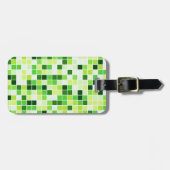 プールタイル、緑のモザイクタイル、幾何学的パターン ラゲッジタグ (正面横)