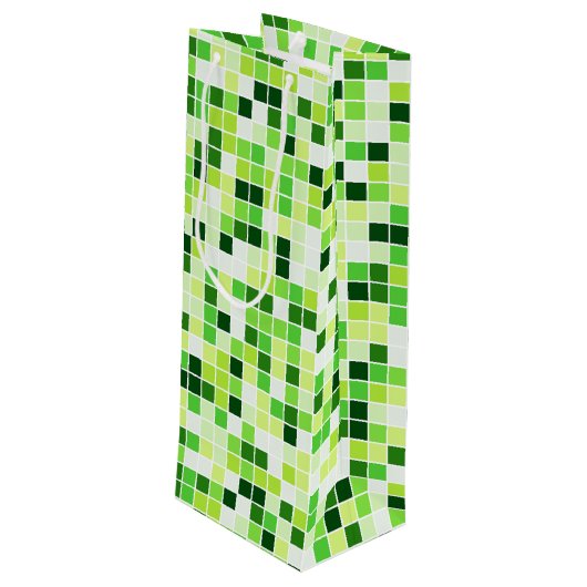 プールタイル、緑のモザイクタイル、幾何学的パターン ワインギフトバッグ (裏面アングル)