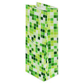 プールタイル、緑のモザイクタイル、幾何学的パターン ワインギフトバッグ (正面アングル)