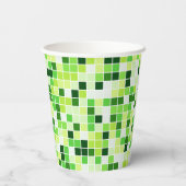 プールタイル、緑のモザイクタイル、幾何学的パターン 紙コップ (裏面)