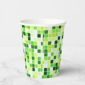 プールタイル、緑のモザイクタイル、幾何学的パターン 紙コップ (右)