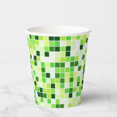 プールタイル、緑のモザイクタイル、幾何学的パターン 紙コップ (正面)