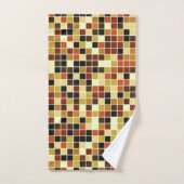 プールタイル、茶色のモザイクタイル、幾何学的パターン バスタオルセット (ハンドタオル)