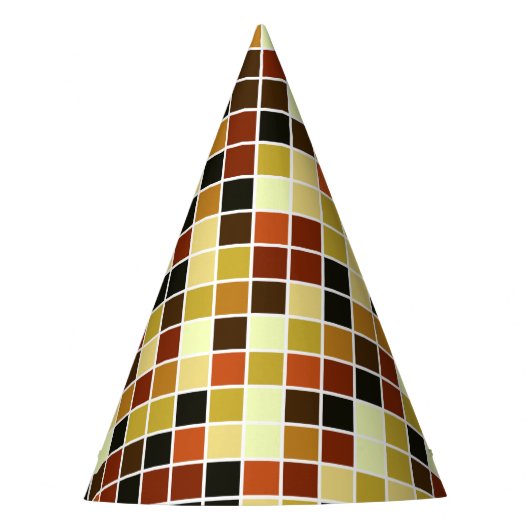 プールタイル、茶色のモザイクタイル、幾何学的パターン パーティーハット (正面)