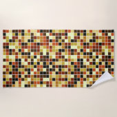 プールタイル、茶色のモザイクタイル、幾何学的パターン ビーチタオル (正面)