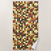 プールタイル、茶色のモザイクタイル、幾何学的パターン ビーチタオル (正面)