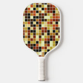 プールタイル、茶色のモザイクタイル、幾何学的パターン ピックルボールラケット (正面)