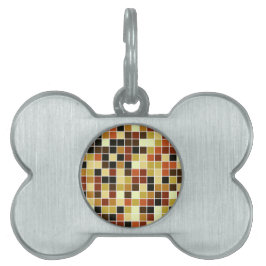 プールタイル、茶色のモザイクタイル、幾何学的パターン ペットネームタグ