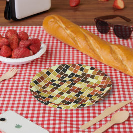 プールタイル、茶色のモザイクタイル、幾何学的パターン ペーパープレート