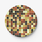 プールタイル、茶色のモザイクタイル、幾何学的パターン ペーパープレート (正面)