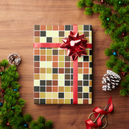 プールタイル、茶色のモザイクタイル、幾何学的パターン ラッピングペーパー