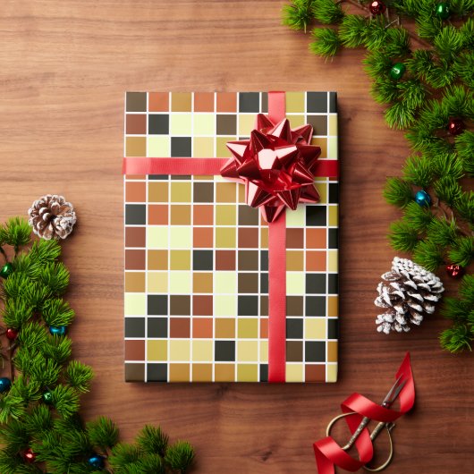 プールタイル、茶色のモザイクタイル、幾何学的パターン ラッピングペーパー (クリスマスギフト)
