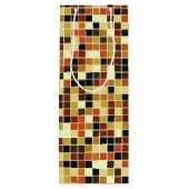 プールタイル、茶色のモザイクタイル、幾何学的パターン ワインギフトバッグ (裏面)