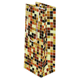 プールタイル、茶色のモザイクタイル、幾何学的パターン ワインギフトバッグ