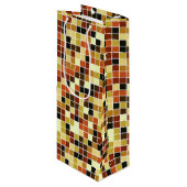 プールタイル、茶色のモザイクタイル、幾何学的パターン ワインギフトバッグ (正面アングル)