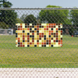 プールタイル、茶色のモザイクタイル、幾何学的パターン 横断幕