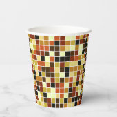 プールタイル、茶色のモザイクタイル、幾何学的パターン 紙コップ (裏面)