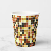 プールタイル、茶色のモザイクタイル、幾何学的パターン 紙コップ (正面)