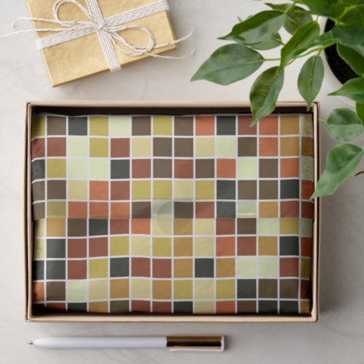 プールタイル、茶色のモザイクタイル、幾何学的パターン 薄葉紙 (ギフト)