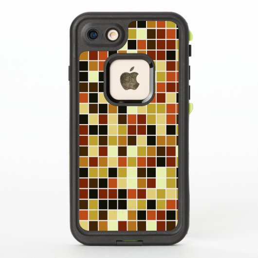 プールタイル、茶色のモザイクタイル、幾何学的パターン LifeProof iPhoneケース (裏面)