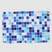 プールタイル、青モザイクタイル、幾何学的パターン ゴルフタオル (横)