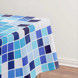プールタイル、青モザイクタイル、幾何学的パターン テーブルクロス