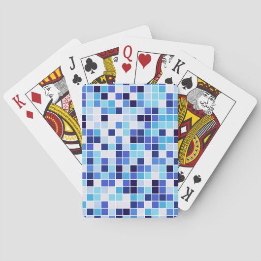プールタイル、青モザイクタイル、幾何学的パターン トランプ (裏面)