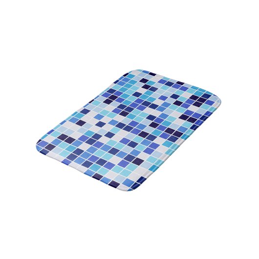 プールタイル、青モザイクタイル、幾何学的パターン バスマット (アングル)