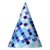 プールタイル、青モザイクタイル、幾何学的パターン パーティーハット (左)