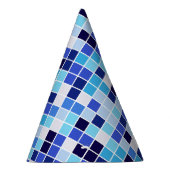 プールタイル、青モザイクタイル、幾何学的パターン パーティーハット (右)