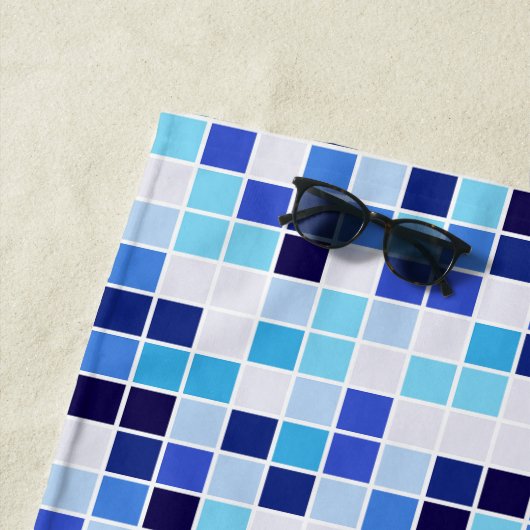 プールタイル、青モザイクタイル、幾何学的パターン ビーチタオル (インサイチュ)