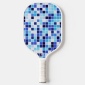 プールタイル、青モザイクタイル、幾何学的パターン ピックルボールラケット (正面)