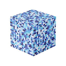プールタイル、青モザイクタイル、幾何学的パターン フォトキューブ