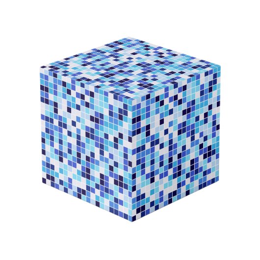 プールタイル、青モザイクタイル、幾何学的パターン フォトキューブ (正面アングル)