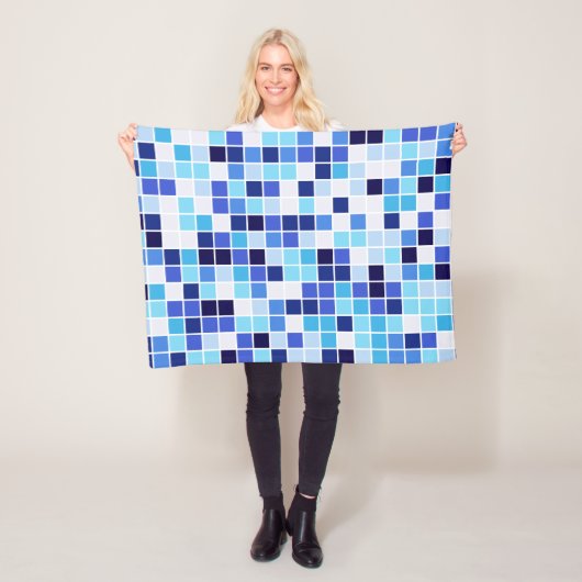 プールタイル、青モザイクタイル、幾何学的パターン フリースブランケット (インサイチュ)