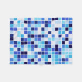 プールタイル、青モザイクタイル、幾何学的パターン フリースブランケット (正面(横))