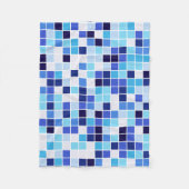 プールタイル、青モザイクタイル、幾何学的パターン フリースブランケット (正面)