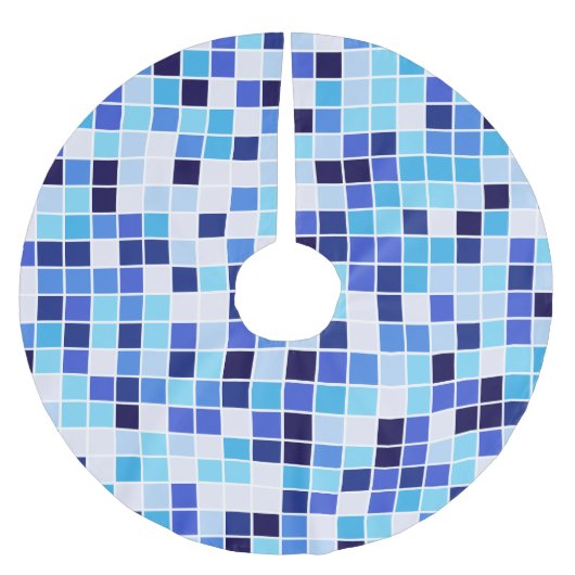 プールタイル、青モザイクタイル、幾何学的パターン ブラッシュドポリエステルツリースカート (正面)