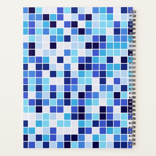 プールタイル、青モザイクタイル、幾何学的パターン プランナー手帳 (裏面)