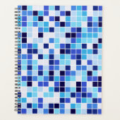 プールタイル、青モザイクタイル、幾何学的パターン プランナー手帳 (正面)