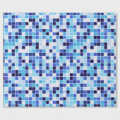 プールタイル、青モザイクタイル、幾何学的パターン ラッピングペーパー (フラット)