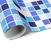 プールタイル、青モザイクタイル、幾何学的パターン ラッピングペーパー (ロールコーナー)